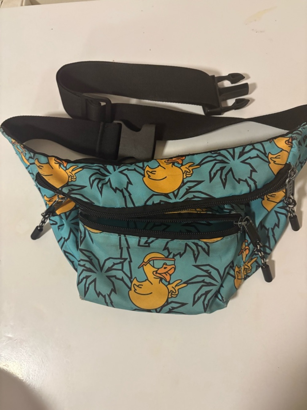 Turquoise Rubber Duck Print Fanny Pack